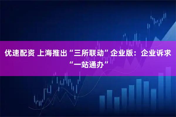 优速配资 上海推出“三所联动”企业版：企业诉求“一站通办”