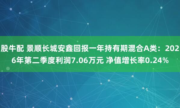 股牛配 景顺长城安鑫回报一年持有期混合A类：2026年第二季度利润7.06万元 净值增长率0.24%