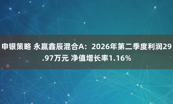 申银策略 永赢鑫辰混合A：2026年第二季度利润29.97万元 净值增长率1.16%